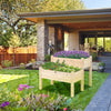 Two-tier wooden elevated planter box with legs, made of fir wood, ideal for balcony and yard gardening.