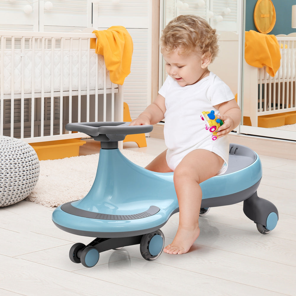 Wiggle Car Ride-on Toy with Flashing Wheels-Blue - Gallery View 1 of 13