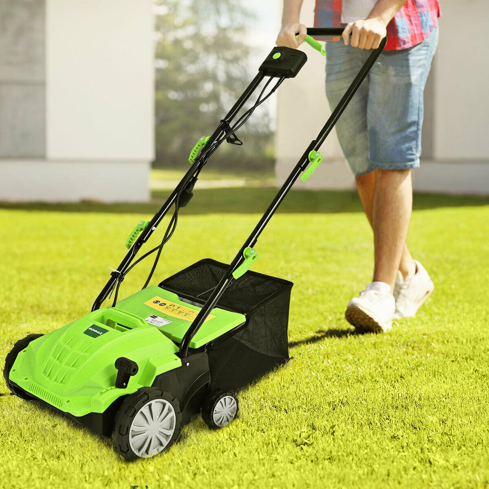 13 Inch 12 Amp Electric Scarifier with Collection Bag and Removable Blades-Green - Gallery View 1 of 12