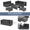 6-piece gray patio rattan furniture set with cushioned seats and glass table, perfect for outdoor relaxation and.