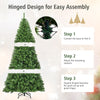 Hinged design for easy assembly of the 6 ft PVC artificial Christmas tree with 1346 tips for a full-bodied look.