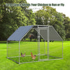 Large walk-in chicken run cage with galvanized frame and waterproof cover, providing a secure outdoor space for.
