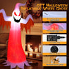 8FT Halloween inflatable ghost with rotatable flame LED lights, designed for outdoor decoration and easy setup.