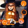 7.5 feet inflatable pumpkin combo with witch black cat, featuring orange LED lights and quick deflation zipper for.