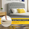 Queen upholstered headboard in light gray with sponge padding, adjustable heights, and elegant button design for.