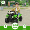 Kids 6V ATV quad electric ride-on car in green with LED light, suitable for ages 18-36 months, max weight 44 lbs.
