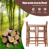 3-piece acacia wood patio bar set featuring a spacious table and comfortable stools with sunflower-patterned backrest.