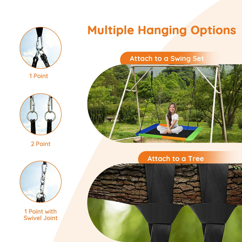 60-inch platform tree swing with adjustable height and durable oxford fabric, perfect for outdoor fun and relaxation.