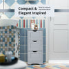 Gray freestanding bathroom storage organizer with 3 drawers, compact design for small spaces, ideal for home decor.
