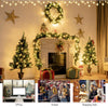 Christmas decoration set showcasing two entrance trees with thick branches and warm white LED lights for festive charm.