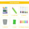 Colorful art accessories including chalk, markers, and eraser for the 3-in-1 kids' tabletop easel.