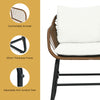 Cushioned armchair from the 3 Pieces Patio Rattan Bistro Set with a durable PE rattan frame for outdoor relaxation.