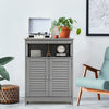 Wood Freestanding Bathroom Storage Cabinet with Double Shutter Door-Gray - Gallery View 1 of 11
