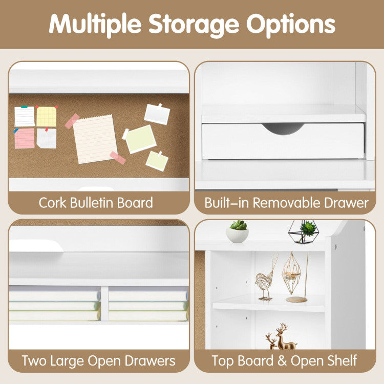 Costway Kids Desk and Chair Set Writing Desk with Hutch and Bookshelves New