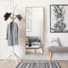 Full-length 59-inch rectangular mirror with a golden aluminum alloy frame, perfect for bedroom or entryway decor.