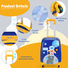 Kids suitcase with space design, 360° wheels, adjustable handle, and matching backpack for travel convenience.