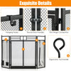 3-panel folding wrought iron fireplace screen with doors and tools set, featuring ergonomic handle and durable.