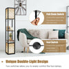 Modern freestanding floor lamp with double light design, pull chain, and foot switch, perfect for living room or.