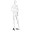 5.8 ft female mannequin with hands on waist, made of durable plastic and aluminum, ideal for displaying fashionable.