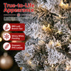 6FT Smart Pencil Christmas tree with wintry white flocking, 880 branch tips, and RGB lights for festive holiday decor.