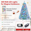 7.5 FT Smart Pencil Christmas Tree with 300 RGB LED lights, remote control, and music sync for festive ambiance.