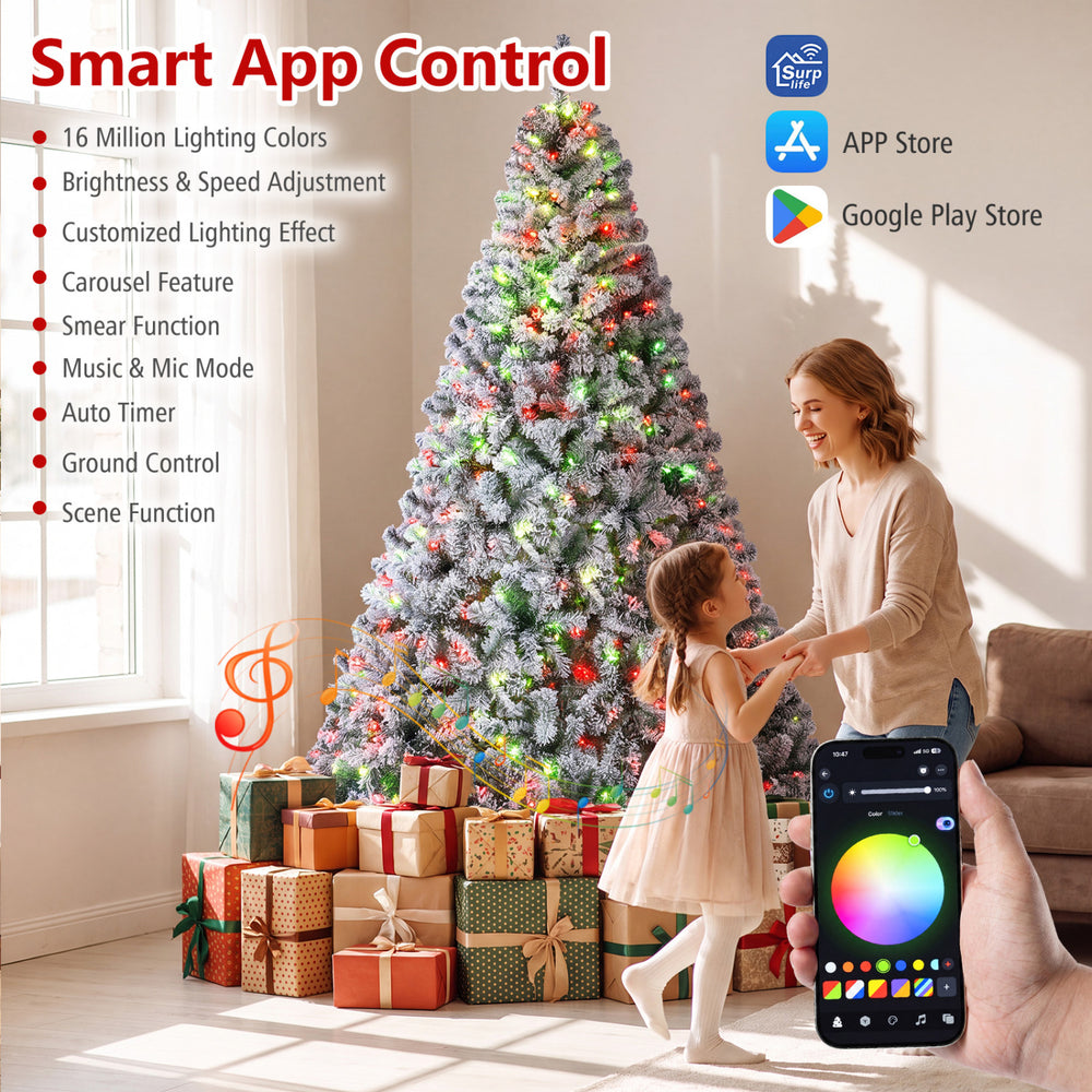 6FT Smart Pencil Christmas Tree with 450 RGB LED lights, app control, and music sync for a festive holiday ambiance.