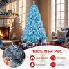 6FT Smart Pencil Christmas Tree with 450 RGB lights, flame-retardant PVC, and wintry white flocking for festive decor.