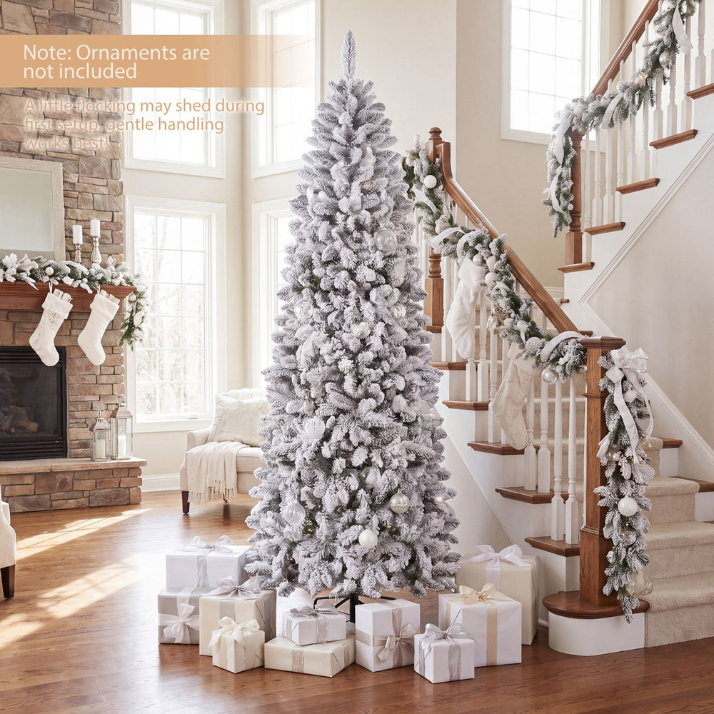 7.5 FT Pre-lit Snow-Flocked Christmas Tree with RGB Lights - Gallery View 1 of 11