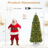 7.5 FT Smart Pencil Christmas Tree dimensions displayed with a Santa figure, highlighting its height and festive appeal.