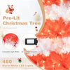7.5 feet artificial Christmas tree with 480 warm white LED lights and concealed wires for a festive and tidy display.