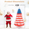 7.5-foot artificial Christmas tree features red, blue, and white foliage with 480 warm white LED lights for festive decor.