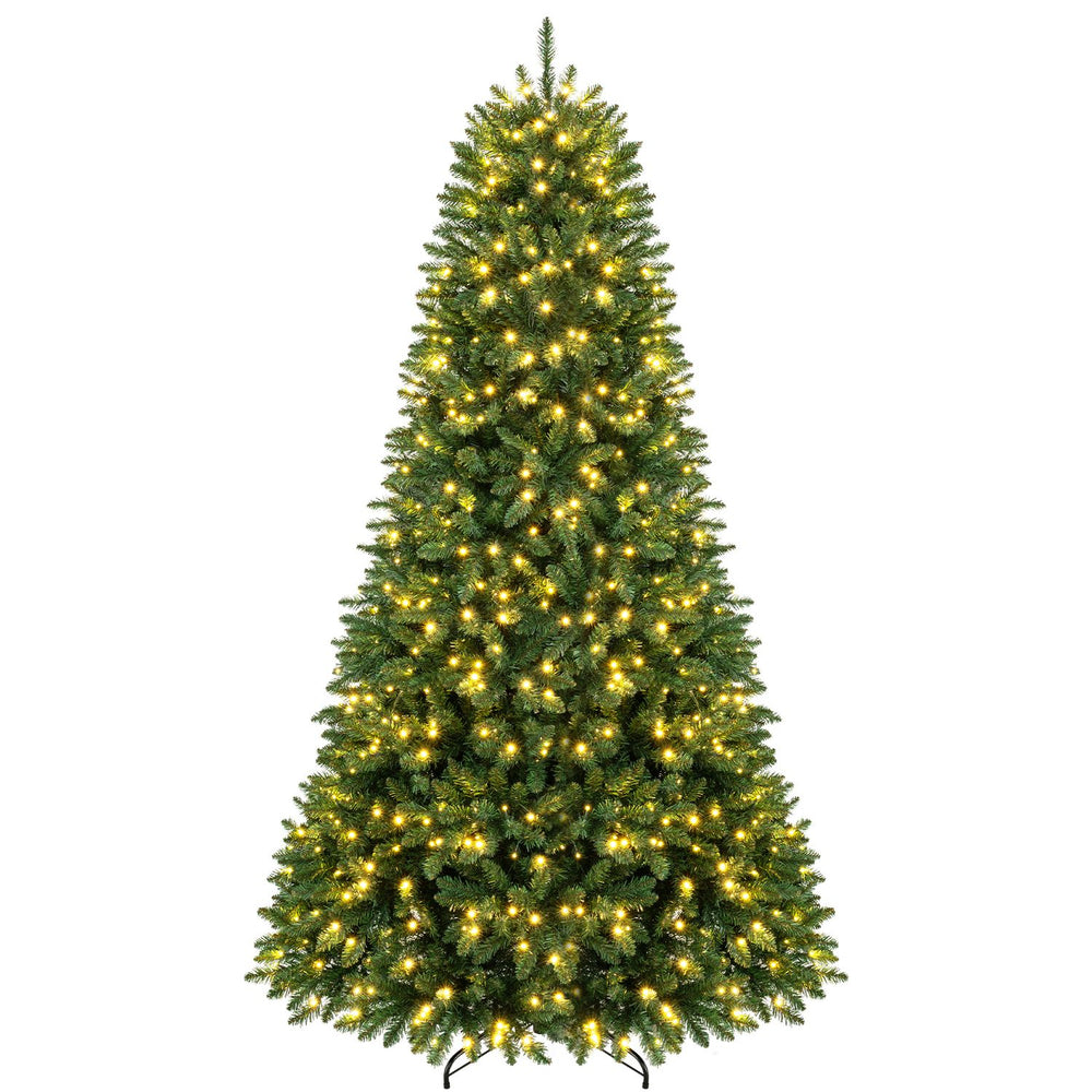 7.5 feet artificial fir Christmas tree with 700 LED lights, showcasing a full height view for festive holiday decorating.