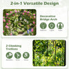 Heavy-duty metal garden arbor with curved roof, ideal for climbing plants and decorative displays in outdoor spaces.