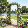 Garden arbor trellis with curved roof, perfect for climbing plants and outdoor events, featuring a sturdy metal frame.
