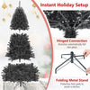 7.5 feet hinged artificial black Christmas tree with 1258 PVC branch tips, ideal for festive holiday decoration.