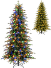 7.5 feet pre-lit artificial Christmas tree with 400 LED lights, featuring a dual-layer design and remote control for.