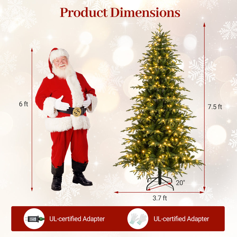 7.5-foot pre-lit artificial Christmas tree with 400 LED lights, featuring a dense design and adjustable brightness for.