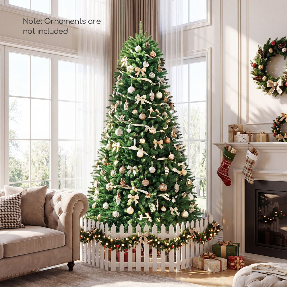 7.5 feet unlit artificial Christmas tree with 1968 branch tips, made of PVC, perfect for home and office decoration.