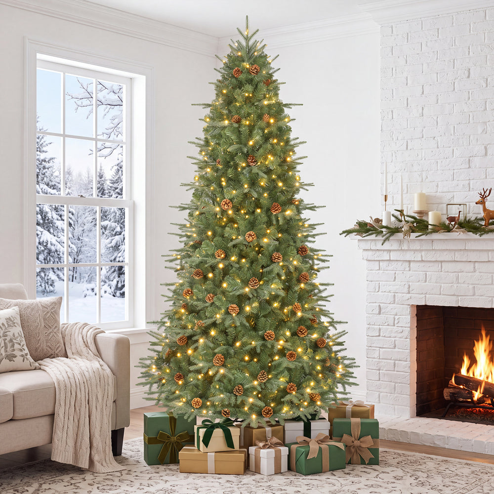 7.5 ft Artificial Christmas Tree with LED Lights and Pine Cones - Gallery View 1 of 10