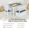 Kids wooden activity table and chairs set in gray with storage bench, ergonomic design for safe play and organization.