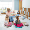 Multicolor hexagon floor cushions for toddlers, made of waterproof PU, ideal for classrooms and play areas.