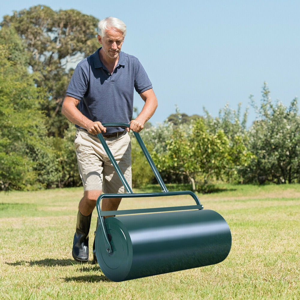 24 x 13 Inch Tow Lawn Roller Water Filled Metal Push Roller-Green - Gallery View 1 of 8