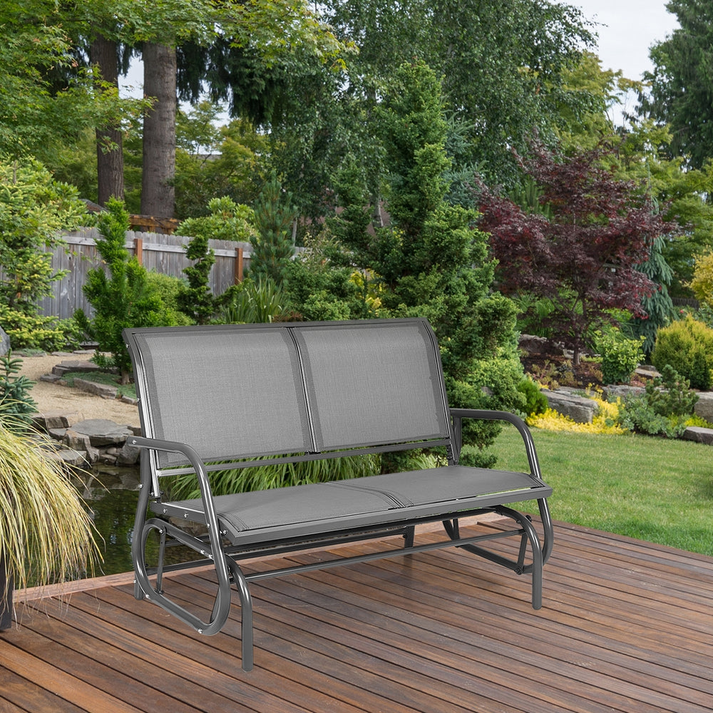Swing Glider Chair 48 Inch Loveseat Rocker Lounge Backyard-Gray - Gallery View 1 of 10