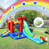 Colorful 9-in-1 inflatable kids water slide bounce house with splash pool, designed for 6 children aged 3-10 years.