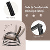 Brown patio rattan rocking chair set with breathable cushions, adjustable feet, and non-slip strips for enhanced safety.