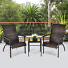 3 Pieces Patio Rattan Bistro Set with High Backrest and Armrest-Brown - Gallery View 1 of 9