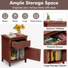Slightly tapered legs support this cherry 2-tier accent table with a spacious tabletop and practical drawer for.