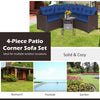 Costway Rattan Corner Sofa Set with Cushions and Glass Table New