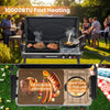 2-in-1 gas camping grill and stove with detachable legs, 10,000 BTU burners, ideal for BBQ and outdoor cooking.