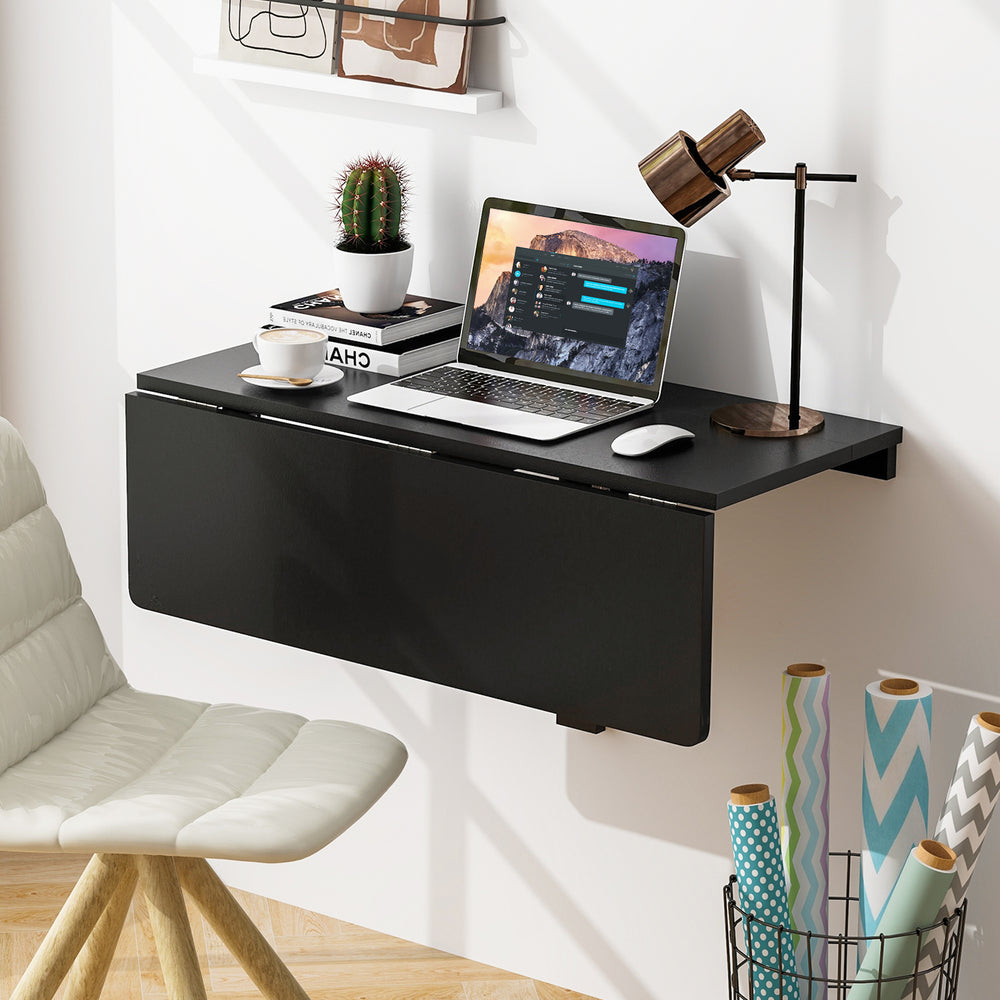 31.5 x 23.5 Inch Wall Mounted Folding Table for Small Spaces-Black - Gallery View 1 of 13